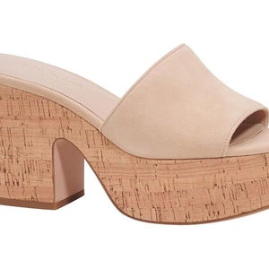 Kate Spade New York Ibiza Slide Womens US 8.5B Sand Leather Platform Sandal P243