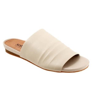 Softwalk Camano Women's US 5 Ivory Faux Leather Asymmetrical Slide Sandals P328