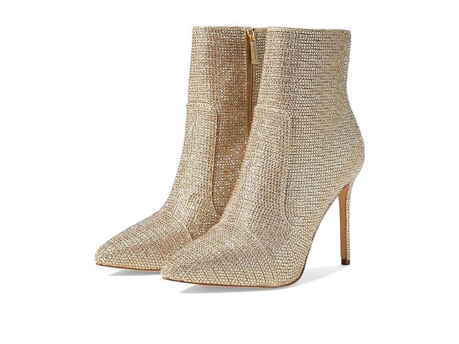 Michael Kors Rue 40H3RUHE5D-740 Bootie Women 7 Pale Gold Stiletto Heel Boot P390