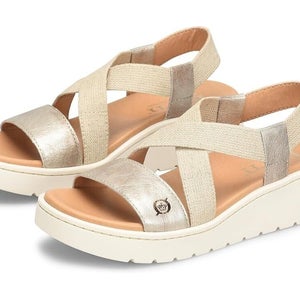 Born Kasady BR0057330 Sandals Women's US 7 Light Gold Wedge Heel Slingback P316