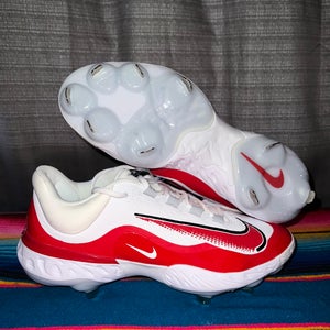 Nike Alpha Huarache Elite 4 Low Baseball Cleats White Red FD2745-105 Men Sz 10.5 NWOB
