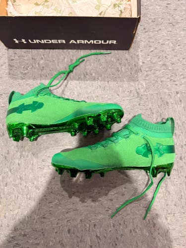 New Green Under Armour Spotlight Suede MC High Top Cleats- Size 9