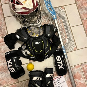 Youth Small Lacrosse equipment full set up. Meets all NOCSAE standards