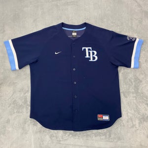 NIKE MLB Tampa Bay Rays #3 EVAN LONGORIA Jersey Men XL Navy Blue Stitched