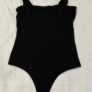 Women’s Black Ruffled straps bodysuit size S