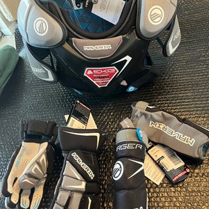 NWT- new Maverick charger lacrosse chest , elbow and gloves medium