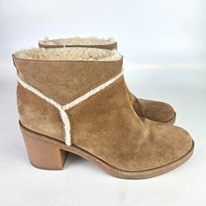 UGG Australia Kasen Shearling Suede Block Heel Ankle Booties Size 9 UK 40