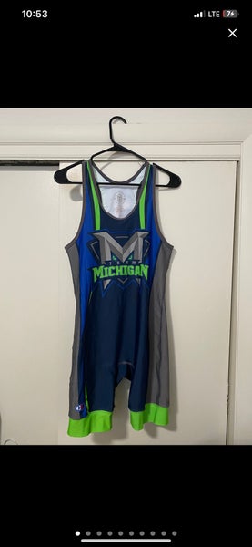 Cliff Keen Mens Large Team Michigan Wrestling Singlet