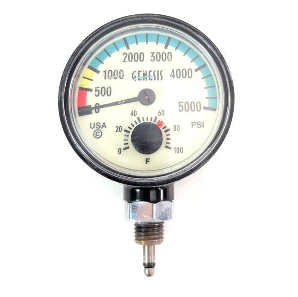 Genesis Sherwood 5000 PSI SPG Submersible Scuba Pressure Gauge w Thermometer
