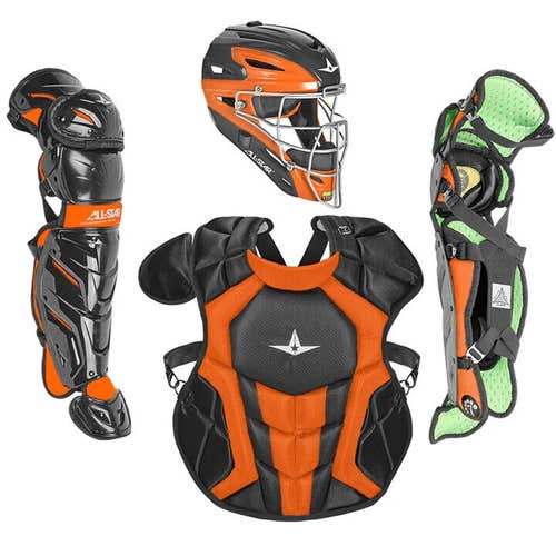 All Star System 7 Axis Youth 10-12 Catchers Gear Set - Black Orange