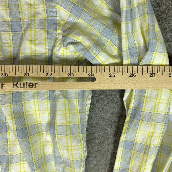 Hammer Made Mens Shirt 44 17.5 Yellow Blue Button Dress Formal Work Corp Cotton