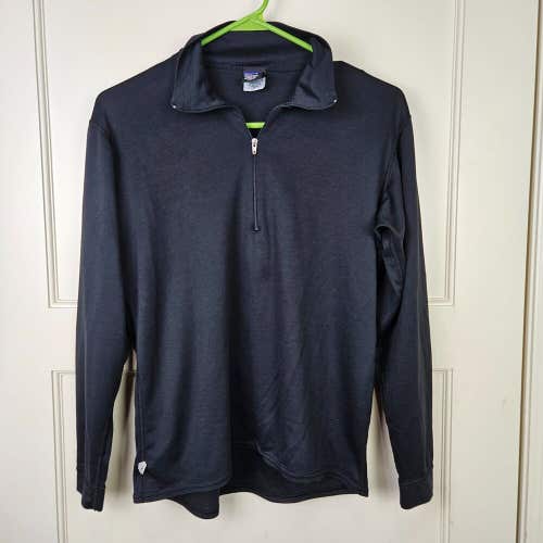 Vintage Patagonia Capilene 1/4 Zip Pullover Lightweight USA Made Mens S Black
