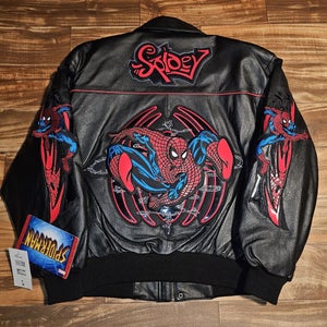 NEW Vintage Rare 2002 Marvel Ultimate Spider Man Promo NWT Leather Jacket Size L