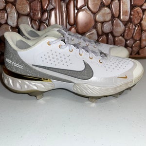 Nike Alpha Huarache Elite 3 Low White Metallic Silver Baseball Cleats CV3552-102