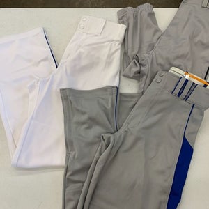 Men's Adult Large Baseball Pants - White Gray Blue Black Piping