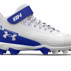 Under Armour Harper 7 Mid Youth Cleats, Blue/White, size 4Y