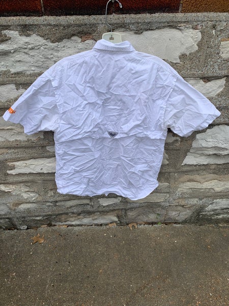 Tennessee Volunteers Shirt Mens Small White Logo Vented Columbia Button Up PFG*