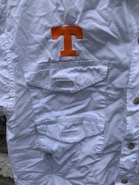 Tennessee Volunteers Shirt Mens Small White Logo Vented Columbia Button Up PFG*