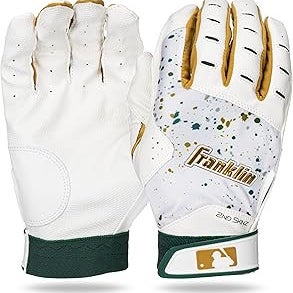 New Franklin 2ND SKINZ BB/SB Batting Gloves Green And Gold LG 11347-FRA21702F4