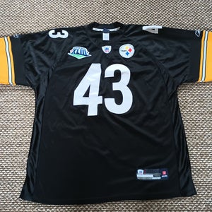 Pittsburgh Steelers Black #43 Polamalu Super Bowl XLIII Medium Authentic Jersey