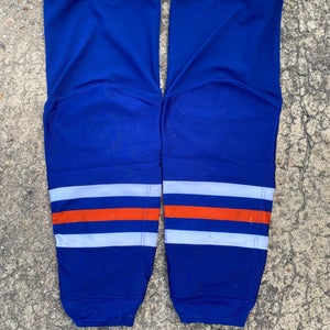 CCM Edge Pro Stock Hockey Socks Edmonton Oilers w/ Kevlar Backing Royal Blue 37821