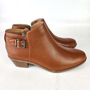 Vionic Millie Booties Size 10 Brown Leather Almond Toe Ankle Boots
