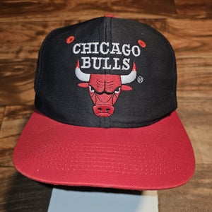 Vintage Chicago Bulls 1990s Twill Plain Logo NBA Sports Logo 7 Hat Cap Snapback