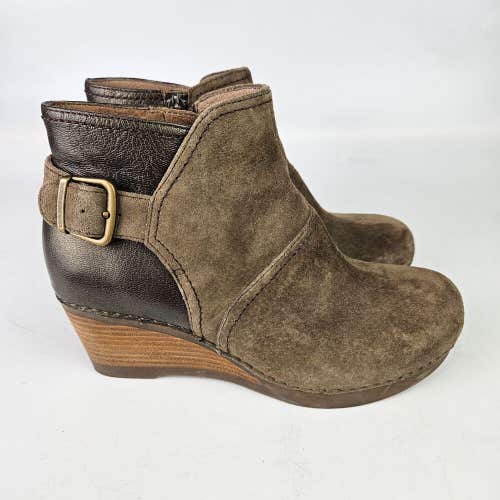 Dansko Shirley Womens Size 36 (US 5.5-6) Brown Nubuck Wedge Ankle Boots Shoes