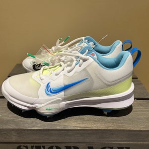 Nike Force Trout 9 Pro baseball cleats 'White Volt Aquarius Blue' FQ7941-100 B Sz 8 NWOB