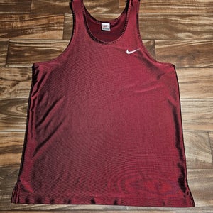 Vintage 1990s Nike Cherry Red Tank Top Gym Sports Shirt Vtg Size Large