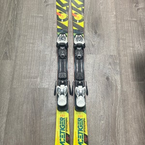 Kid's Volkl Racetiger Speedwall WC 131 cm Racing Skis With Marker 7 Bindings (Used)