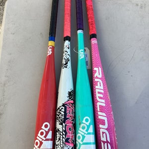 Bundle T Ball 4 Bats Rawlings storm Bat USSSA Certified (-12) Alloy 12 oz 24" (Used), Adidas & Venom