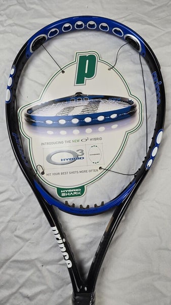 VTG NOS Prince O3 Hybrid Shark Tennis Racket TC166A 4 1/2" Unstrung OS 110 Sq In