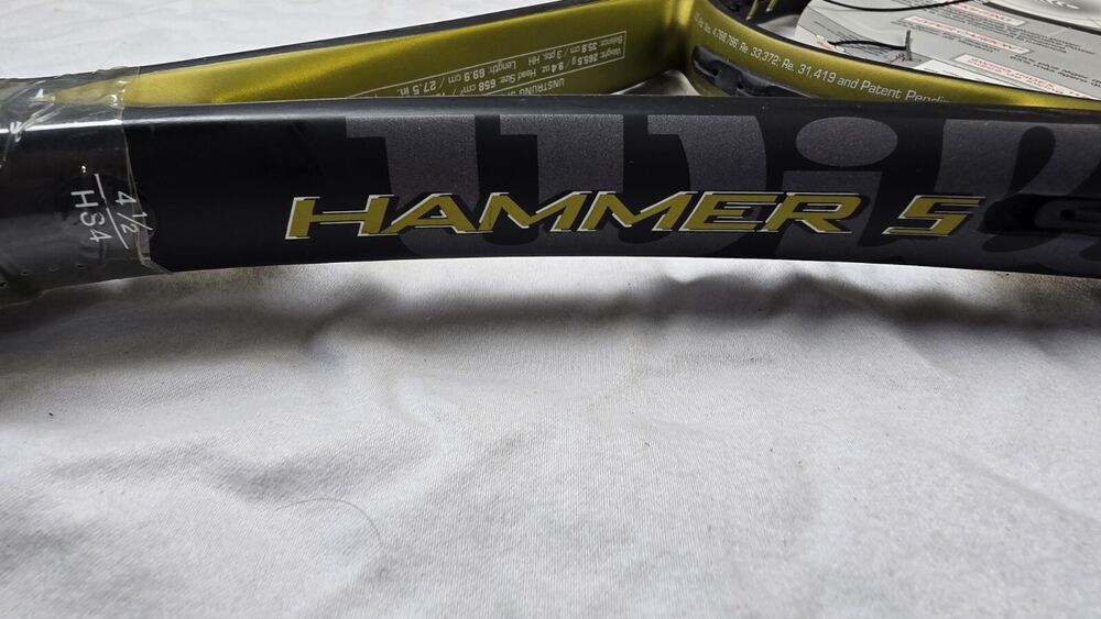 VINTAGE NOS Wilson Hammer H5 Tennis Racket T7435 4 1/2", Unstrung, OS, 102 Sq In
