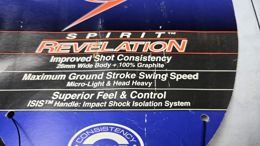 VINTAGE NOS Dunlop Spirit Revelation Tennis Racket 4 1/2" Oversize, 108 Sq In.