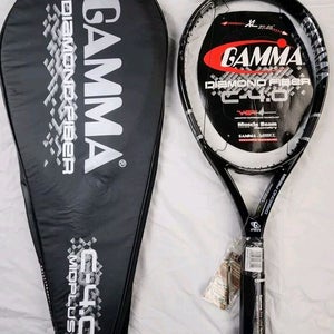 VINTAGE NOS Gamma Diamond Fiber C-4.0 Tennis Racket w/Cover 4 5/8" Mid 105 Sq In