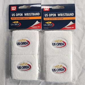 Wilson US Open Cotton Wristband Lot of 2 - OS, New in Package, White