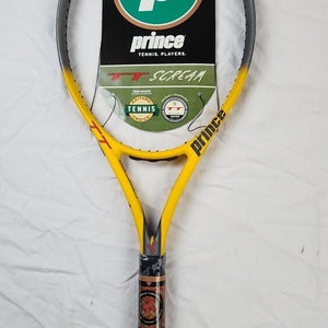 VINTAGE NOS Prince TT Scream Tennis Racket (TC80B) 4 1/8" 110 Sq In Yellow Black