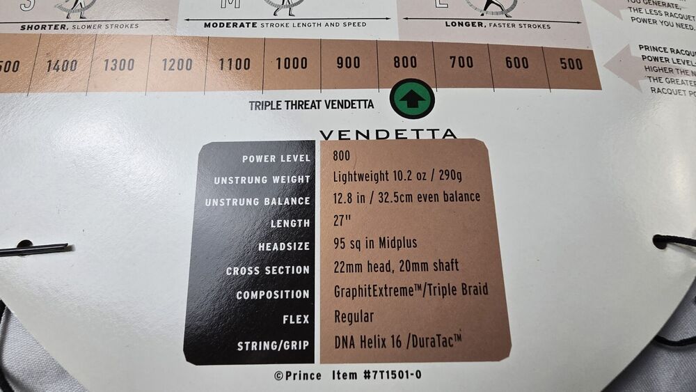 VTG NOS Prince Triple Threat Vendetta Tennis Racket TC76A 4 1/2" MP 95 Sq In.