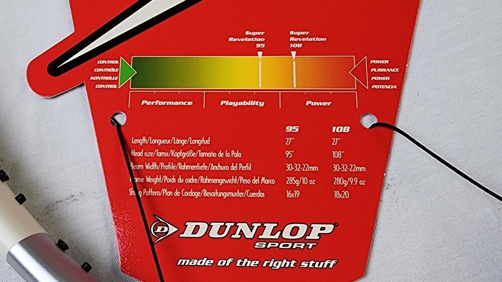 Dunlop Super Revelation Tennis Racket (671985) - 4 3/8 in, Unstrung, OS