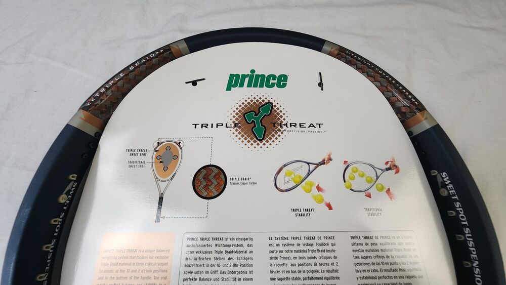 Prince Triple Threat Ring Tennis Racket (TC64) w/ Cover - 4 1/8 in, Unstrung, OS