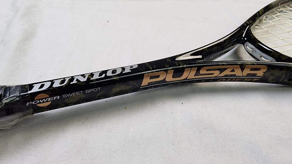 Raquette De Squash Dunlop Composite Quest - Vintage NOS - Dorée/Noire Avec Housse