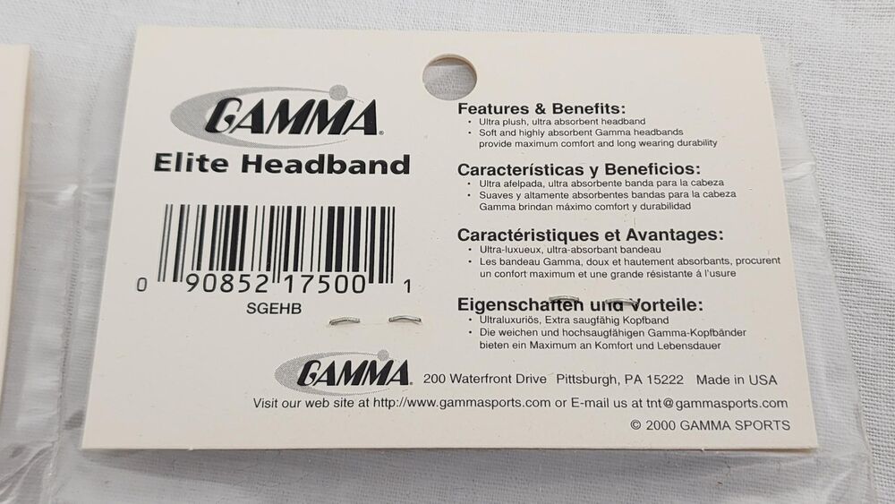 Gamma Tennis Elite Ultra Plush & Absorbent Headband (SGEHB) Lot of 2 - Vintage