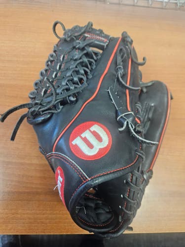 RED AND BLACK Wilson A2000 Baseball Glove 12.25" (Used) GREAT SHAPE! HAS HARDLY BEEN USED!