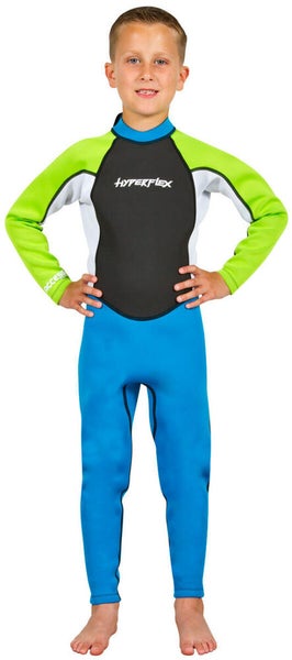 Hyperflex Children's Access Full Suit Wetsuit 3/2mm, Back Zip | Green/Blue