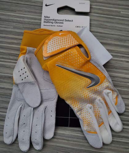 Nike Hyperdiamond Select Batting Gloves Yellow/White Women's Small Pair Set x2 Brand New!