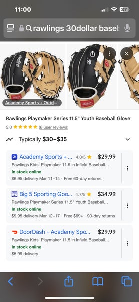 Rawlings Right Hand Throw Outfield Playmaker Series 11.5" (Used)