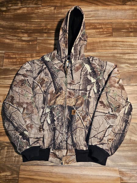 Vintage Rare Carhartt J220 CAP Camouflage Realtree Hooded Coat
