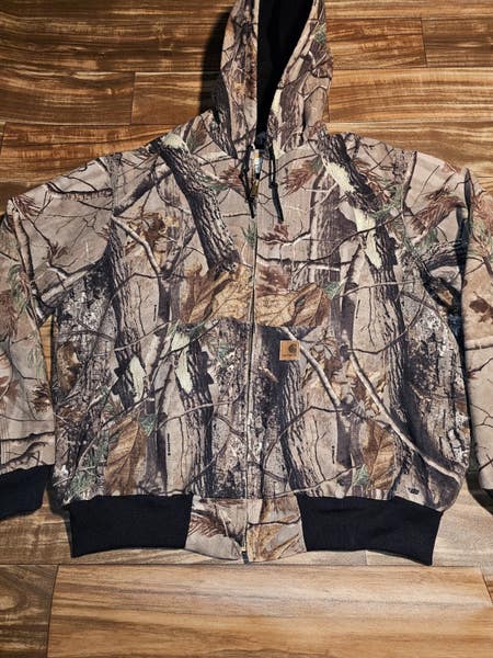 Vintage Rare Carhartt J220 CAP Camouflage Realtree Hooded Coat