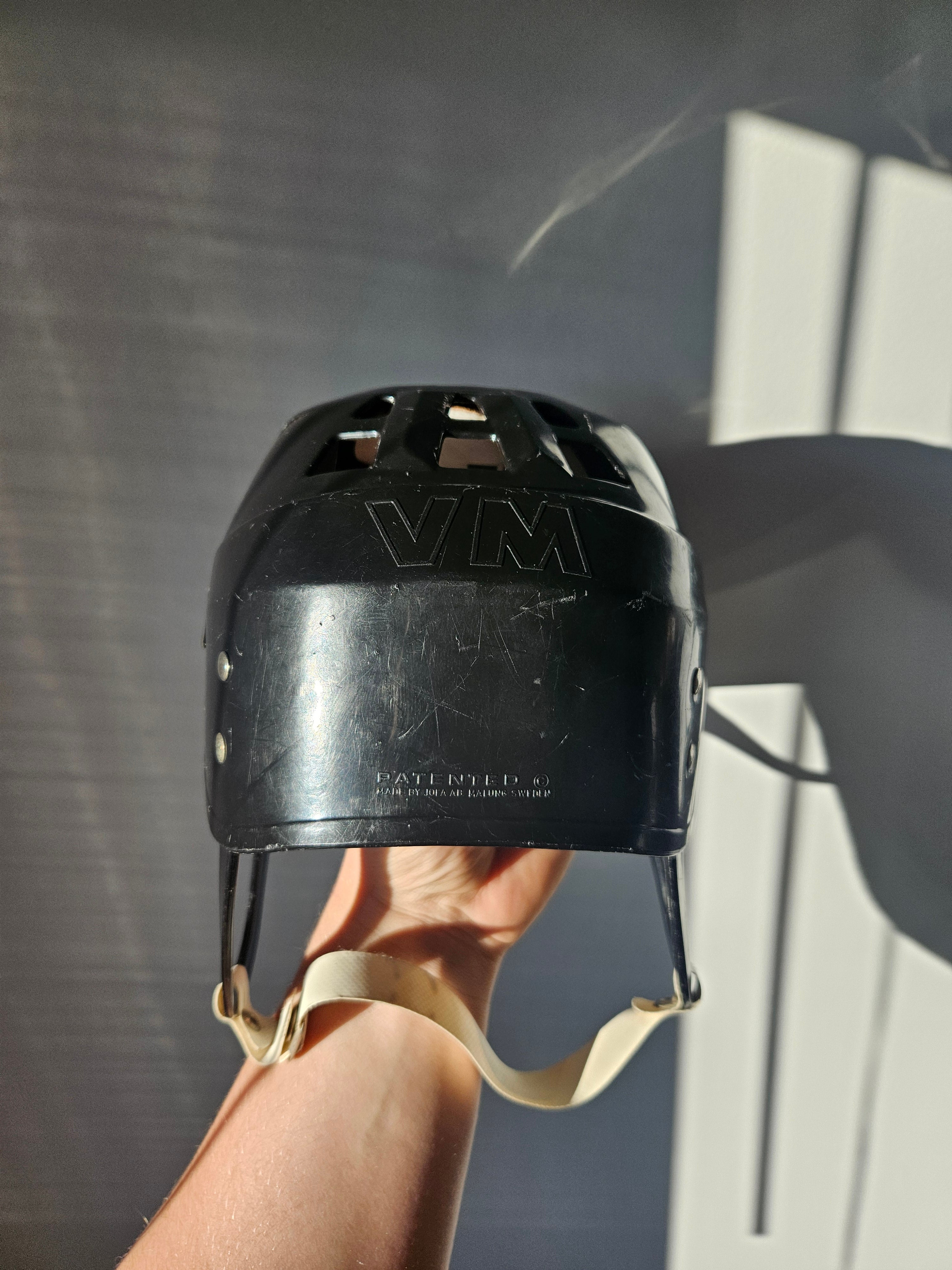 Ancien Casque Hockey Jofa Jaune Vm 22551 Jofa Suede